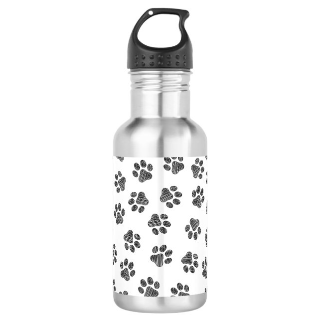 Doodle Paws, Dog Paws, Black Paws Edelstahlflasche (Vorderseite)