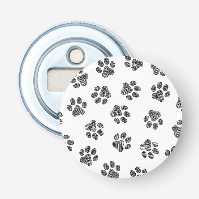 Doodle Paws, Dog Paws, Black Paws Flaschenöffner (Vorderseite)