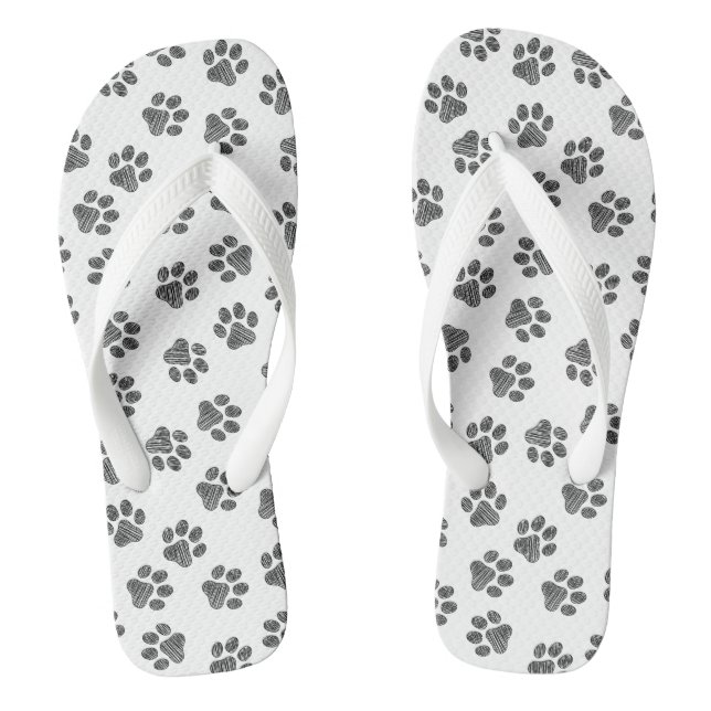 Doodle Paws, Dog Paws, Black Paws Flip Flops (Fußbett)