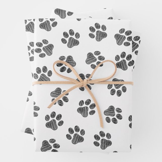 Doodle Paws, Dog Paws, Black Paws Geschenkpapier Set (Beispiel)