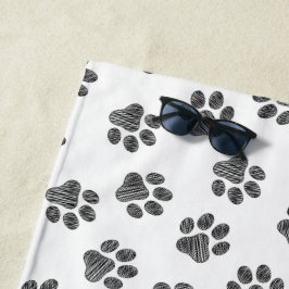Doodle Paws, Dog Paws, Black Paws Strandtuch