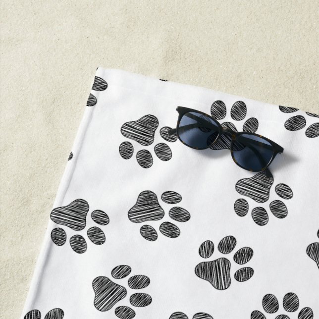 Doodle Paws, Dog Paws, Black Paws Strandtuch (Beispiel)