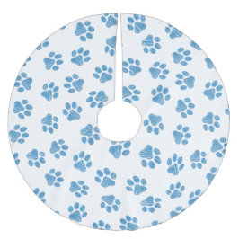 Doodle Paws, Dog Paws, Blue Paws Polyester Weihnachtsbaumdecke