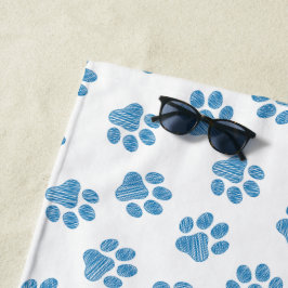 Doodle Paws, Dog Paws, Blue Paws Strandtuch