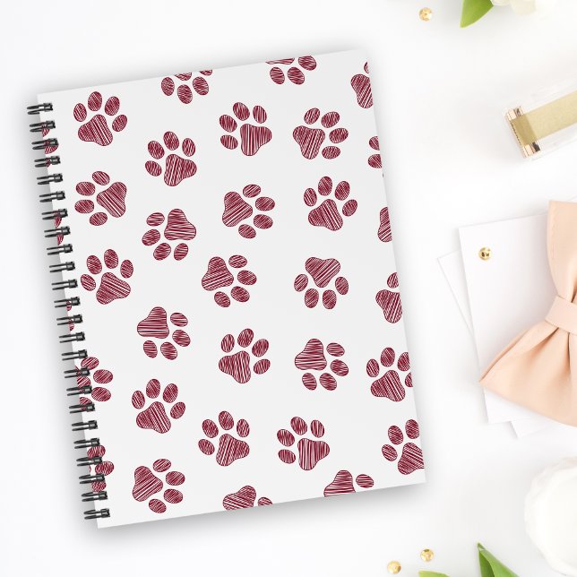 Doodle Paws, Dog Paws, Burgund Paws Notizbuch (Von Creator hochgeladen)