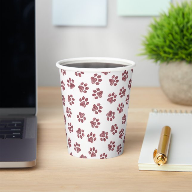 Doodle Paws, Dog Paws, Burgund Paws Pappbecher (InSitu)