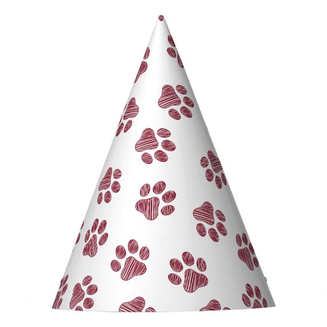 Doodle Paws, Dog Paws, Burgund Paws Partyhütchen (Vorderseite)