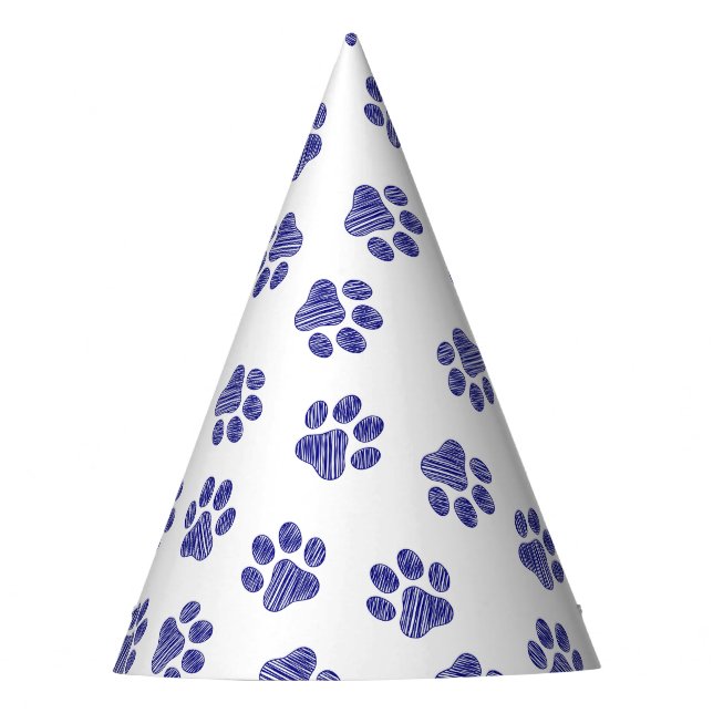 Doodle Paws, Hundepaws, blaue Paws, undurchsichtig Partyhütchen (Vorderseite)