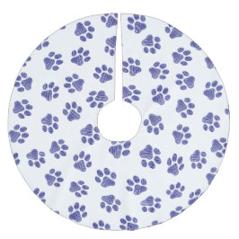 Doodle Paws, Hundepaws, blaue Paws, undurchsichtig Polyester Weihnachtsbaumdecke