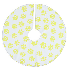 Doodle Paws, Hundepaws, gelbe Paare Polyester Weihnachtsbaumdecke