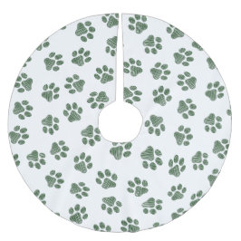 Doodle Paws, Hundepaws, grüne Paws Polyester Weihnachtsbaumdecke