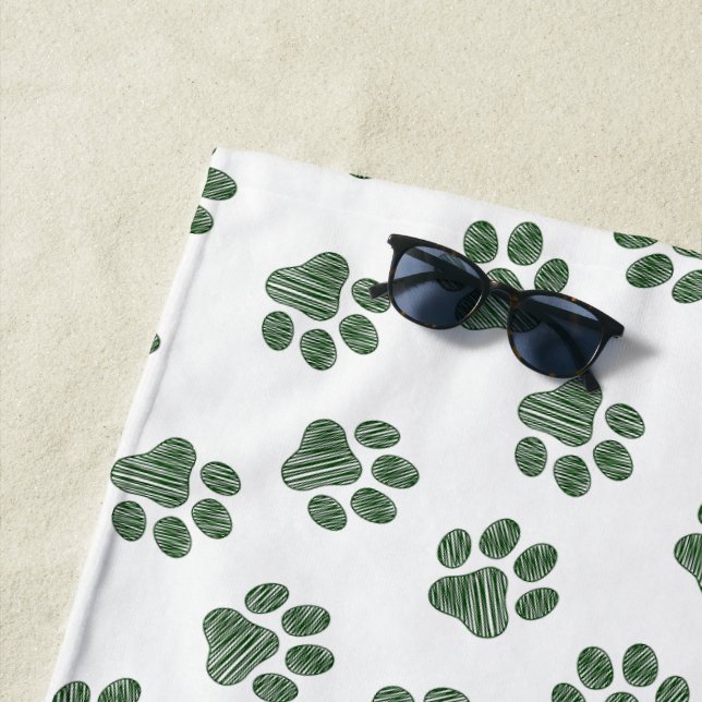 Doodle Paws, Hundepaws, grüne Paws Strandtuch (Beispiel)