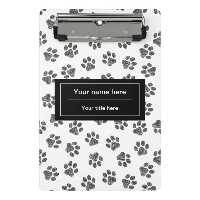 Doodle Paws, Hundepaws, Katzenpaws, schwarze Paws Mini Klemmbrett (Vorderseite)