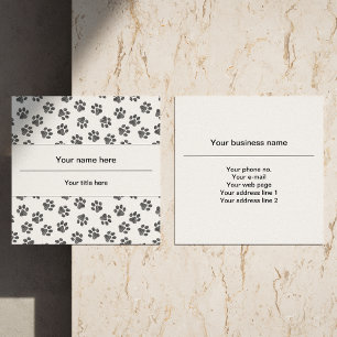 Doodle Paws, Hundepaws, Katzenpaws, schwarze Paws Quadratische Visitenkarte