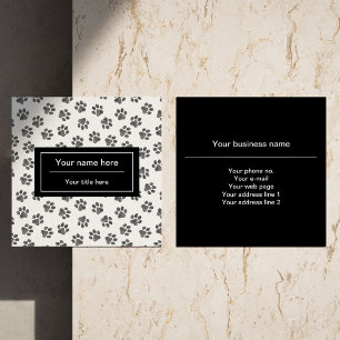 Doodle Paws, Hundepaws, Katzenpaws, schwarze Paws Quadratische Visitenkarte