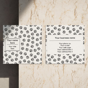 Doodle Paws, Hundepaws, Katzenpaws, schwarze Paws Quadratische Visitenkarte