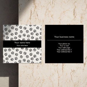 Doodle Paws, Hundepaws, Katzenpaws, schwarze Paws Quadratische Visitenkarte