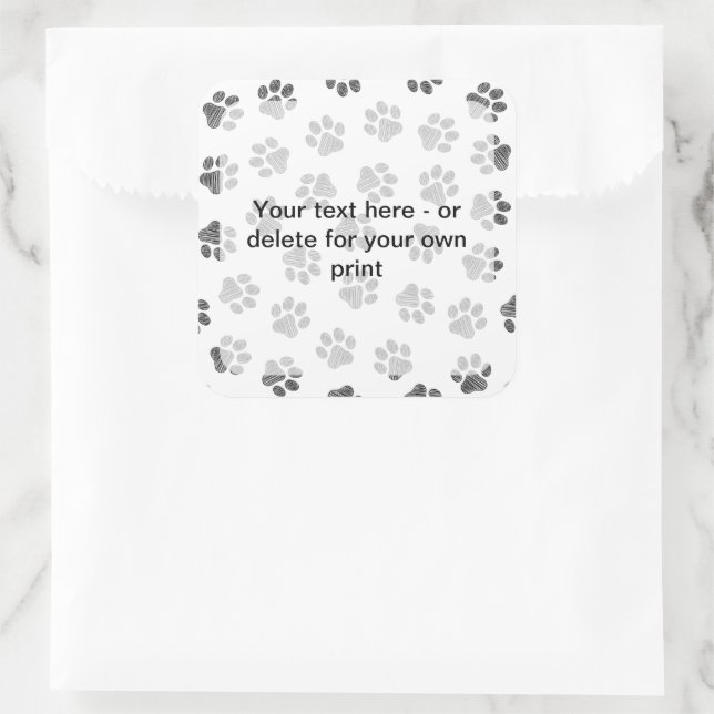 Doodle Paws, Hundepaws, Katzenpaws, schwarze Paws Quadratischer Aufkleber (Tasche)