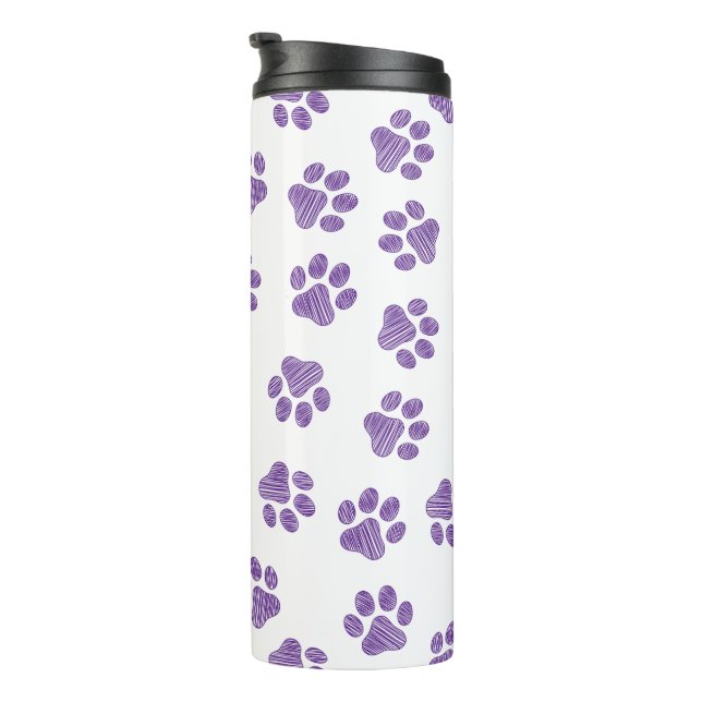 Doodle Paws, Hundepaws, Lila Paare Thermosbecher (Nach rechts gedreht)