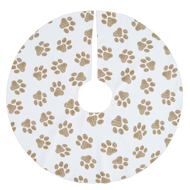 Doodle Paws, Hundepaws, orange Goldpaws Polyester Weihnachtsbaumdecke (Vorderseite)