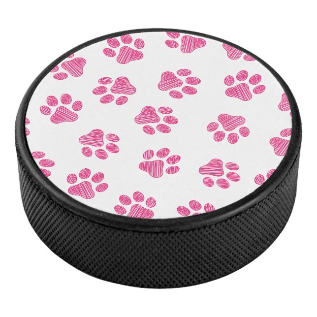 Doodle Paws, Hundepaws, rosa Paws Eishockey Puck (3/4)