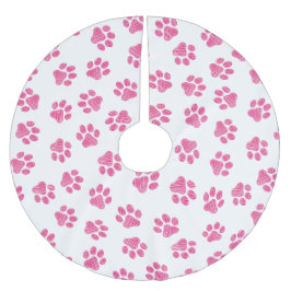 Doodle Paws, Hundepaws, rosa Paws Polyester Weihnachtsbaumdecke