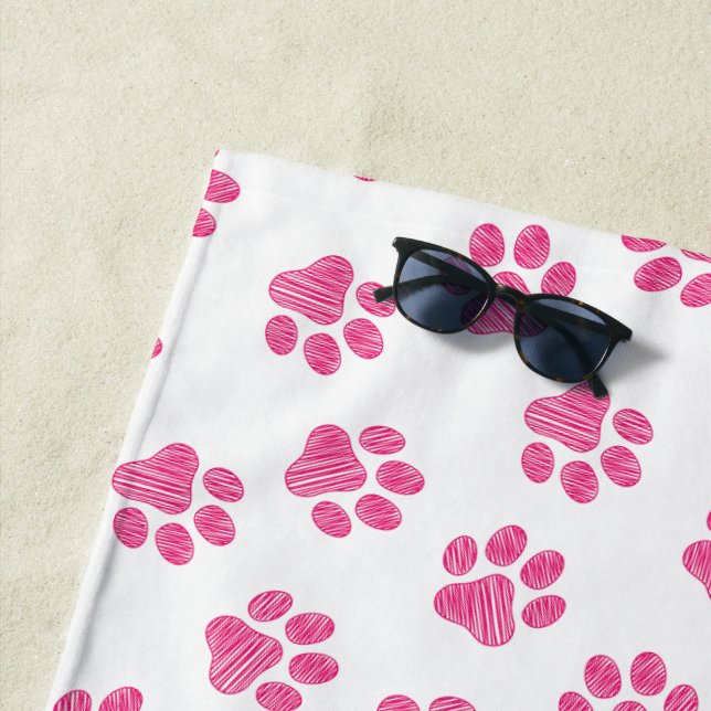 Doodle Paws, Hundepaws, rosa Paws Strandtuch (Beispiel)