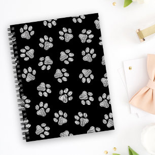 Doodle Paws, Hundepfähle, weiße Pasten Notizbuch