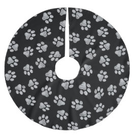 Doodle Paws, Hundepfähle, weiße Pasten Polyester Weihnachtsbaumdecke