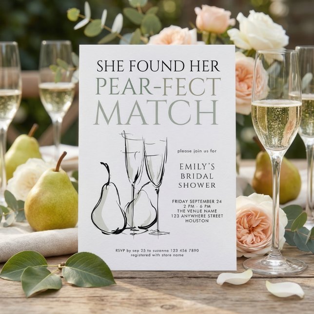 Doodle Pear-fect Match Brautparty Einladung (Von Creator hochgeladen)