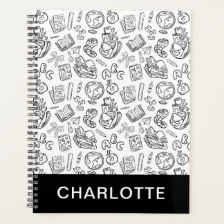 Doodle personnalisé noir et blanc à l'école