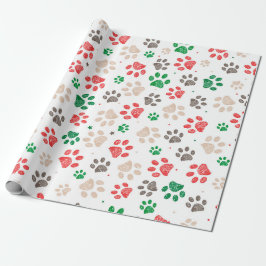 Doodle Pfoten druckt Weihnachten Geschenkpapier