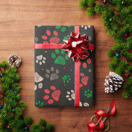 Doodle Pfoten druckt Weihnachten Geschenkpapier