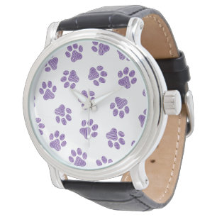 Doodle Pfoten, Hundepfoten, lila Pfoten Armbanduhr