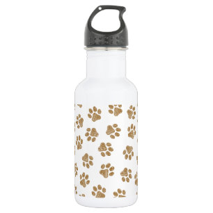 Doodle Pfoten, Hundepfoten, Orange Gold Pfoten Edelstahlflasche