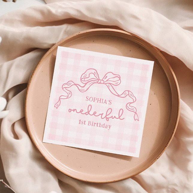 Doodle Pink Bow Baby Girl 1. Geburtstag Serviette (Von Creator hochgeladen)
