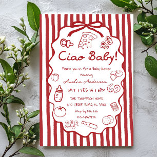 Doodle Pizza Italienische Ciao Baby Shower Einladu Einladung