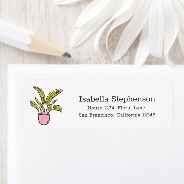 Doodle Potted Plant Botanical Return Address (Insitu)
