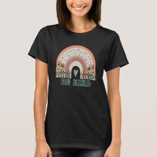 Doodle Regenbogen Sei nett Frauen Mädchen Groovy T-Shirt