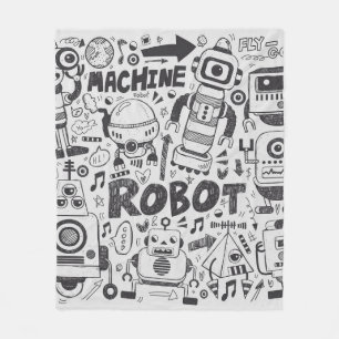 Doodle-Roboter-Element, Illustrator-Linie Werkzeug Fleecedecke
