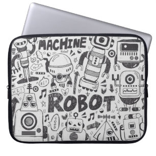 Doodle-Roboter-Element, Illustrator-Linie Werkzeug Laptopschutzhülle