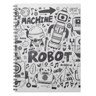 Doodle-Roboter-Element, Illustrator-Linie Werkzeug Notizblock