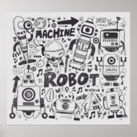 Doodle-Roboter-Element, Illustrator-Linie Werkzeug