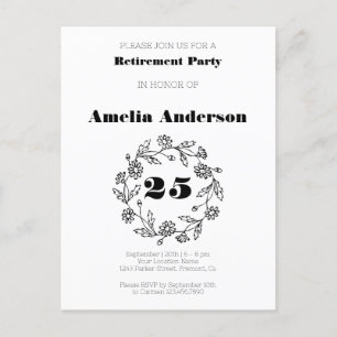 Doodle Ruhestand moderne Blume schwarz Postkarte