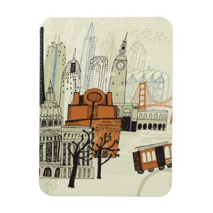 Doodle San Francisco Scene Magnet