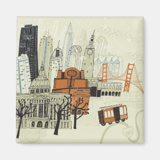 Doodle San Francisco Scene Magnet