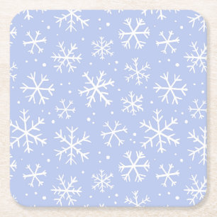 Doodle-Schneemuster – Winter Weihnachten Rechteckiger Pappuntersetzer