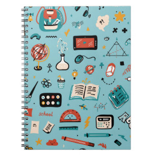 Doodle School versorgt Icons Vintag Nahtlos Patt Notizblock