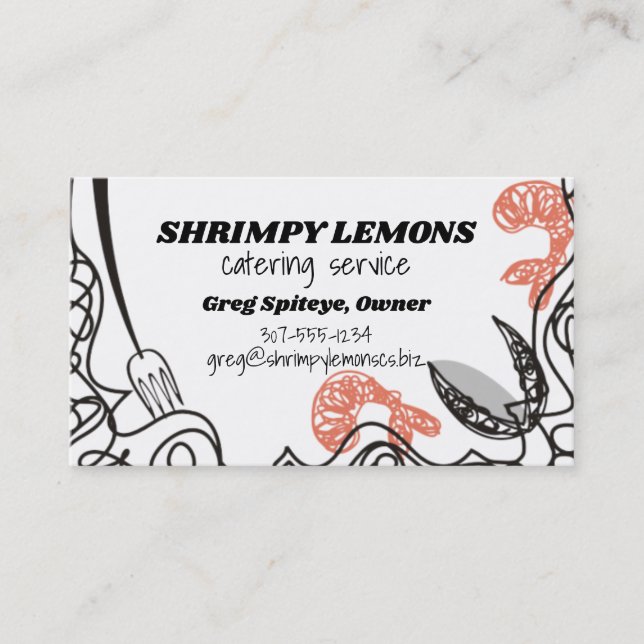 Doodle shrimp seafood chef catering business card visitenkarte (Vorderseite)