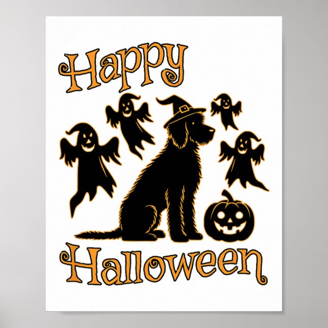 Doodle Silhouette Happy Halloween Poster (Vorne)
